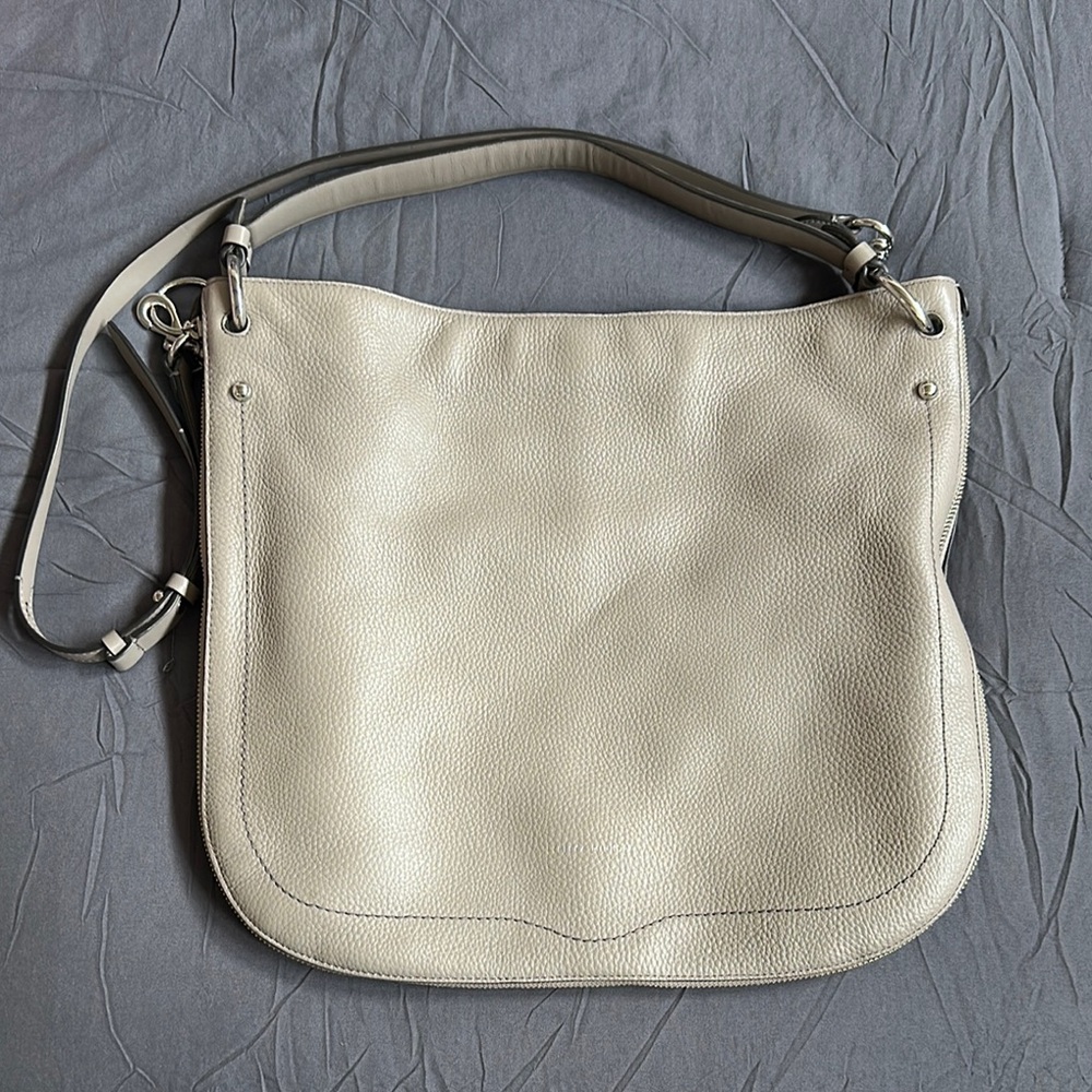 Rebecca Minkoff Cream Shoulder Bag with Textured Leather
